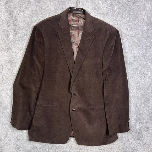 Lauren Ralph Lauren Blazer Mens 46L Corduroy Sport Jacket Brown Paisley Lined